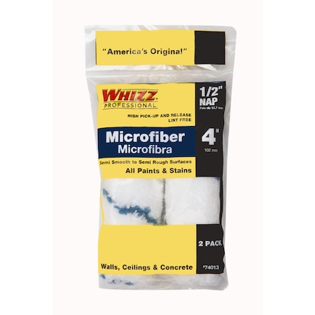 Whizz Whizz Microfiber 4 in. W X 1/2 in. Mini Paint Roller Cover 2 pk 74013